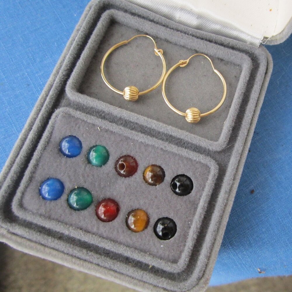Real 14KT Gold Interchangeable Hoop Earrings - Not Scrap
